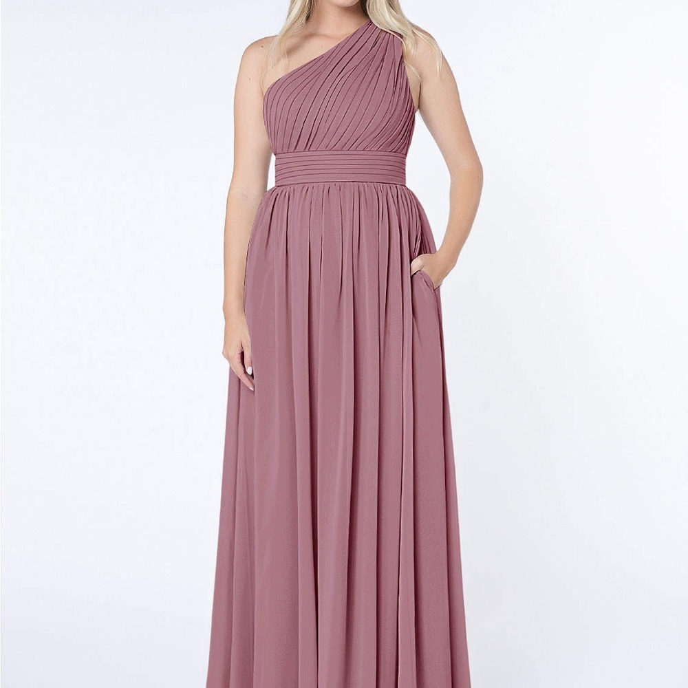 Azazie One-Shoulder Dress in Dusty Rose